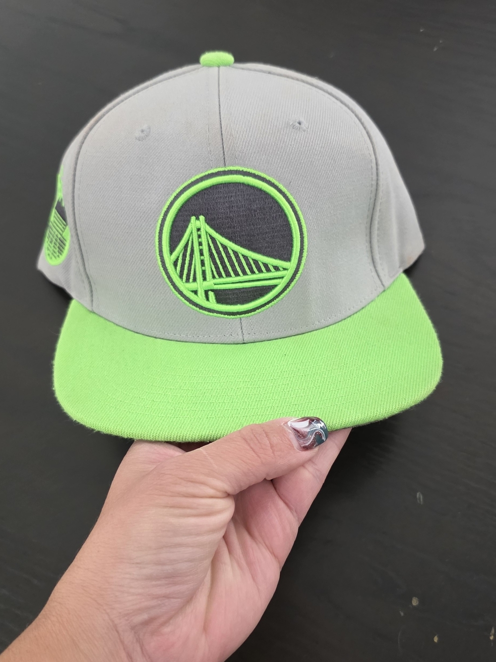 Mitchell & Ness Black and Neon Green Snapback Hat